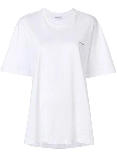 Shop Balenciaga Logo Printed Cocoon T-shirt In White