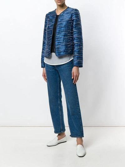 Shop Emporio Armani Metallic Printed Collarless Jacket