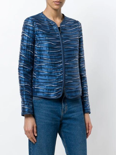 Shop Emporio Armani Metallic Printed Collarless Jacket