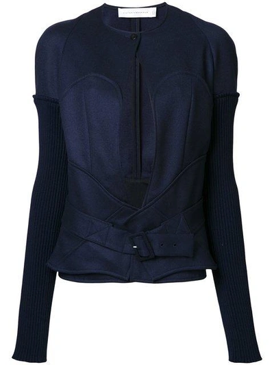 Shop Victoria Beckham Longsleeve Bustier Jacket - Blue