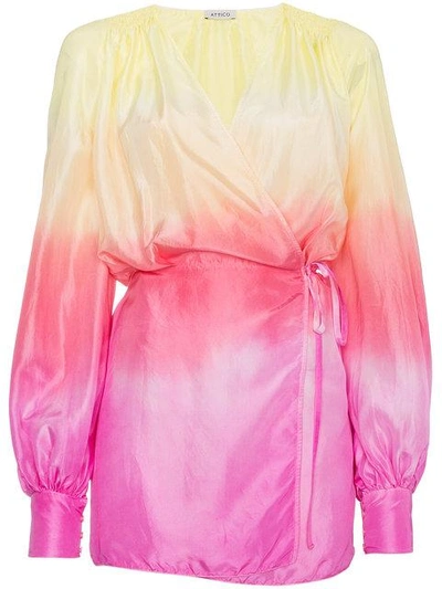 Shop Attico Silk Ombre Wrap Dress