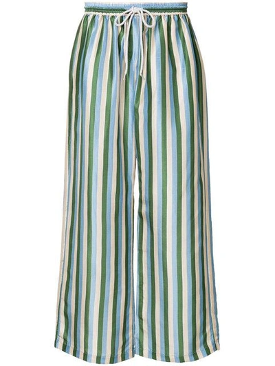 Shop Lee Mathews Smithson Striped Trousers In Green