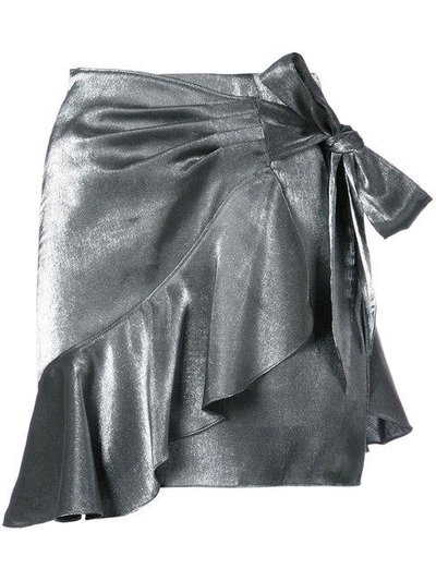 Shop Cinq À Sept Cinq A Sept Frill Trim Wrap Mini Skirt - Metallic