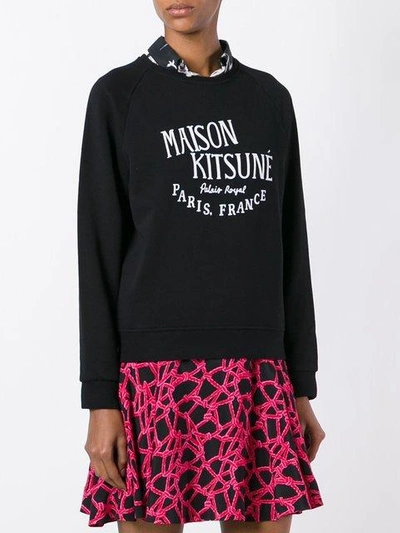 Shop Maison Kitsuné Logo Print Sweatshirt In Black