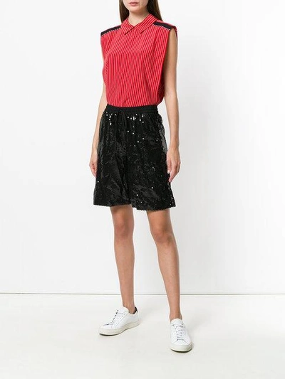 Shop P.a.r.o.s.h Sequinned Drawstring Shorts In Black