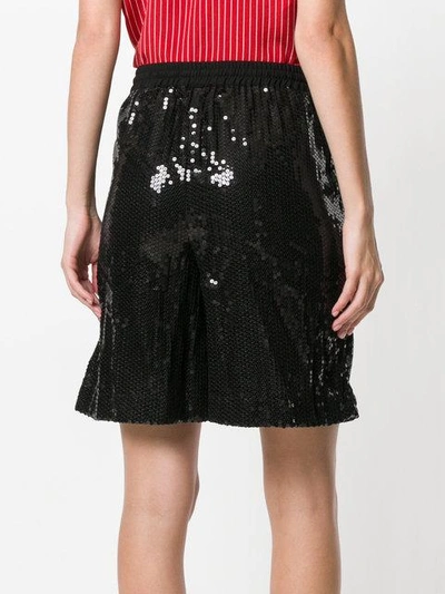 Shop P.a.r.o.s.h Sequinned Drawstring Shorts In Black
