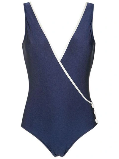 Shop Adriana Degreas Wrap Style Swimsuit In Blue
