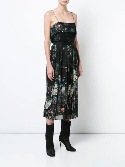 Shop Adam Lippes Floral Print And Lace Detail Sheer Camisole - Black