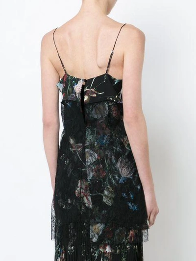 Shop Adam Lippes Floral Print And Lace Detail Sheer Camisole - Black
