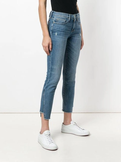 Shop Frame Cropped Fitted Jeans In Blue