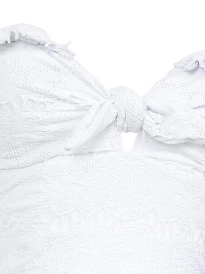 Shop Amir Slama Texture Ruffled Swimsuit In White