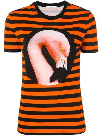 Shop Givenchy Striped Flamingo T-shirt In Black