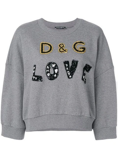 Shop Dolce & Gabbana D&g Love Jumper In Grey