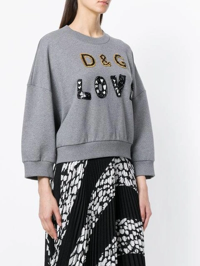 Shop Dolce & Gabbana D&g Love Jumper In Grey