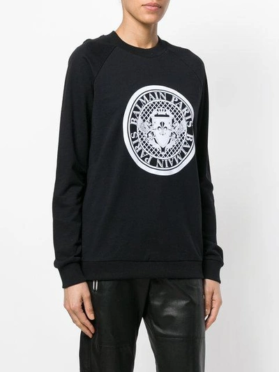 Shop Balmain Medal Logo Sweatshirt - Black