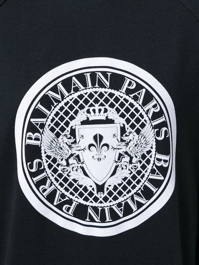 Shop Balmain Medal Logo Sweatshirt - Black