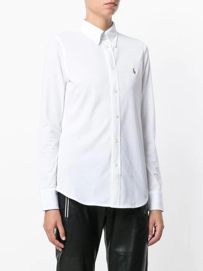 Shop Ralph Lauren Logo-embroidered Long Sleeve Shirt In White