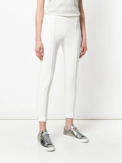 Shop Le Tricot Perugia Cropped Fitted Trousers In White