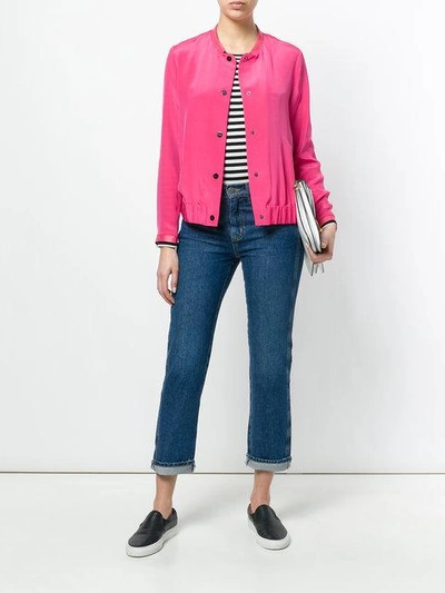 Shop Max & Moi Button Bomber Jacket In Pink