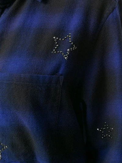 Shop Amiri Crystal Checked Flannel Shirt - Blue