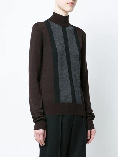 Shop Vera Wang Striped Detail Slim-fit Jumper - Brown