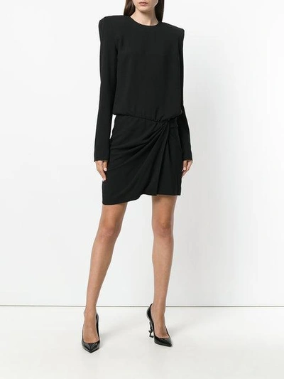 Shop Saint Laurent Asymmetric Mini Dress - Black