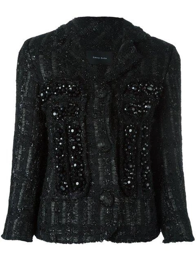 Shop Simone Rocha Embellished Tweed Jacket In Black