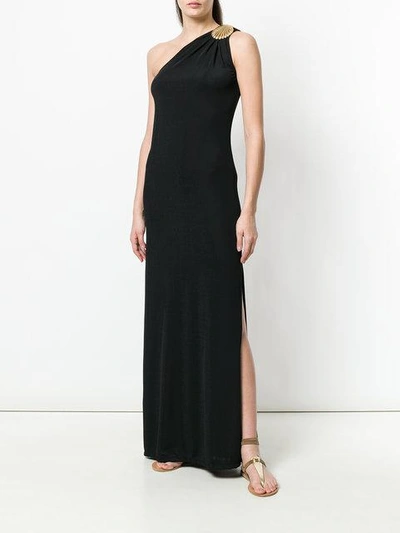 Shop Elena Makri Clam Buckle One Shoulder Dress In Black