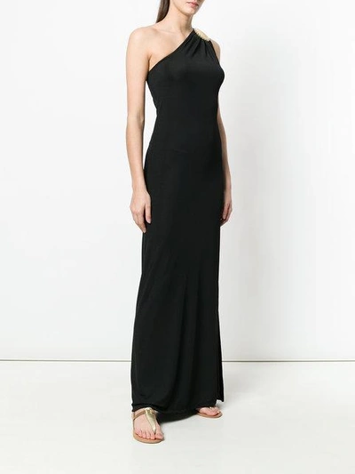Shop Elena Makri Clam Buckle One Shoulder Dress In Black