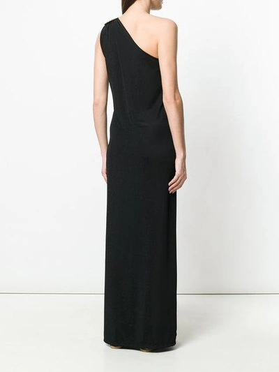 Shop Elena Makri Clam Buckle One Shoulder Dress In Black