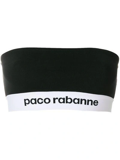 Shop Paco Rabanne Branded Bandeau Top - Farfetch In Black