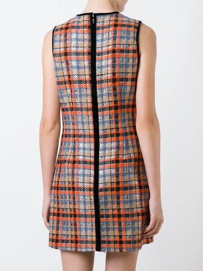 Shop Msgm Checked Ruffled Front Dress - Multicolour