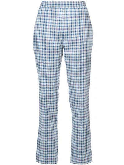 Shop Rosie Assoulin Checked Cropped Trousers - Blue
