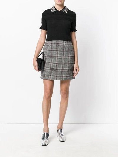 Shop Carven Check Mini Skirt - Grey