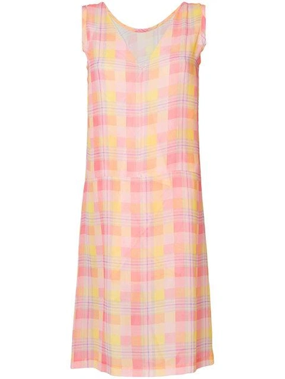 Shop Comme Des Garçons Vintage Semi Sheer Plaid Dress - Pink