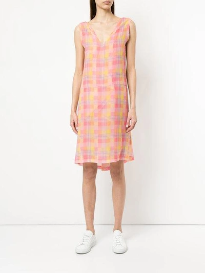 Shop Comme Des Garçons Vintage Semi Sheer Plaid Dress - Pink