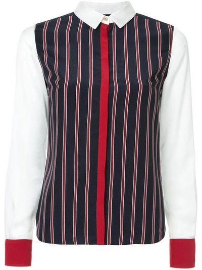 Shop Guild Prime Striped Contrast Trim Shirt - Multicolour