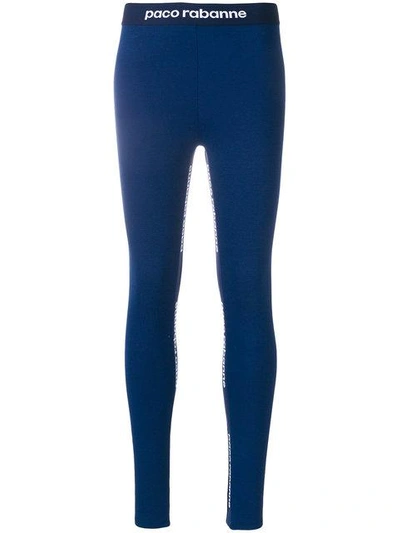 Shop Rabanne Paco  Logoed Compression Tights - Blue