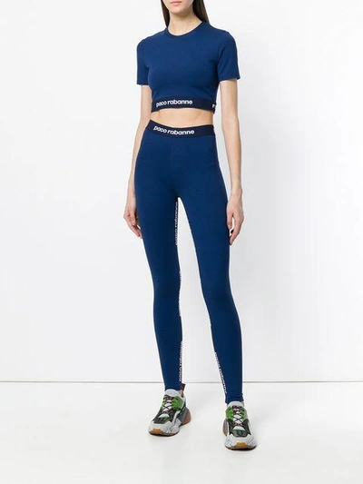 Shop Paco Rabanne Logoed Compression Tights - Blue