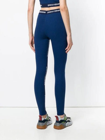 Shop Rabanne Paco  Logoed Compression Tights - Blue