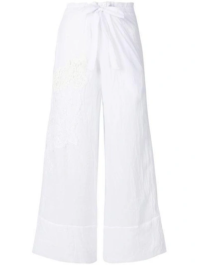 Shop Lila.eugenie Cropped Loose-fitting Trousers In White