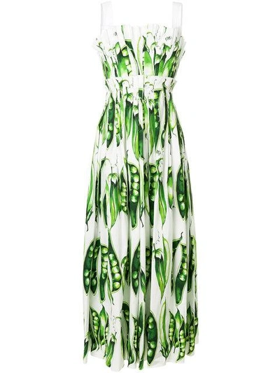 Shop Dolce & Gabbana Pea Printed Dress In Green
