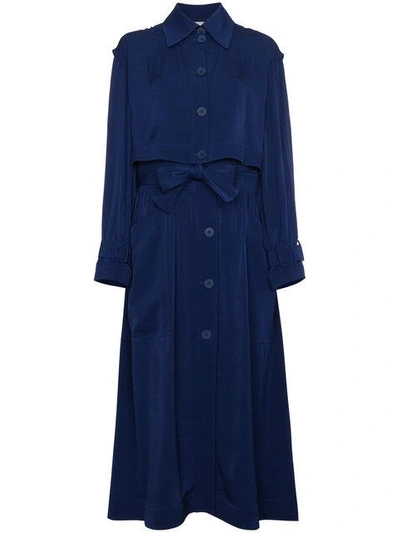 Shop Stella Mccartney Elasticated Waist Trench Coat In Blue