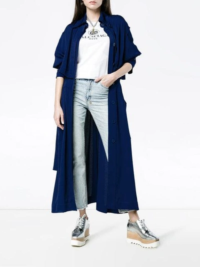 Shop Stella Mccartney Elasticated Waist Trench Coat In Blue