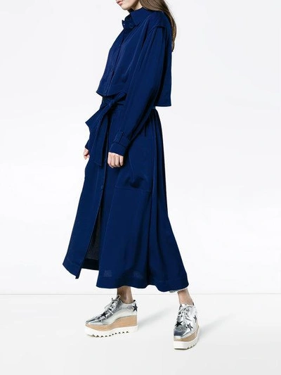 Shop Stella Mccartney Elasticated Waist Trench Coat In Blue