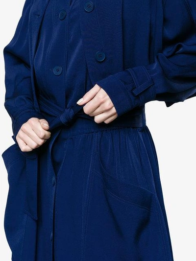 Shop Stella Mccartney Elasticated Waist Trench Coat In Blue