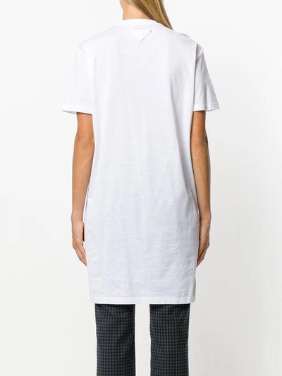Shop Prada Longline Lion House T-shirt Dress - White
