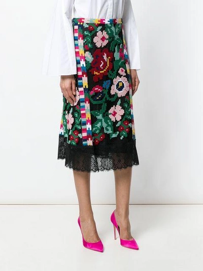 Shop Valentino Floral Print Skirt - Multicolour