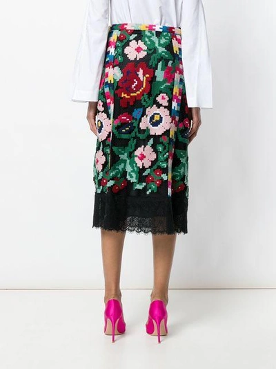 Shop Valentino Floral Print Skirt - Multicolour