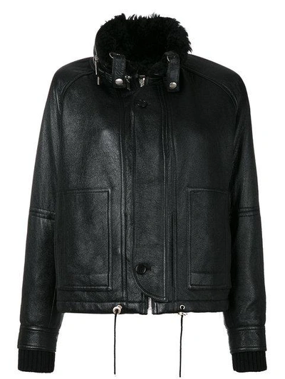 Shop Saint Laurent Slouchy Leather Parka Jacket - Black